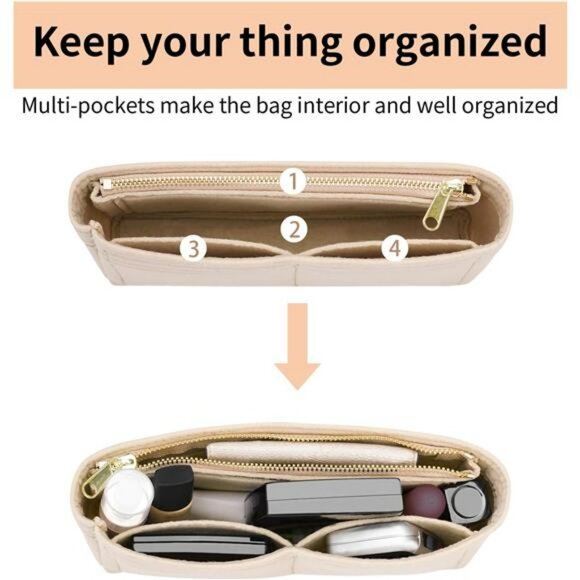 Felt purse organizer insert mini bag organizer handbag divider small tote insert - Picture 6 of 7